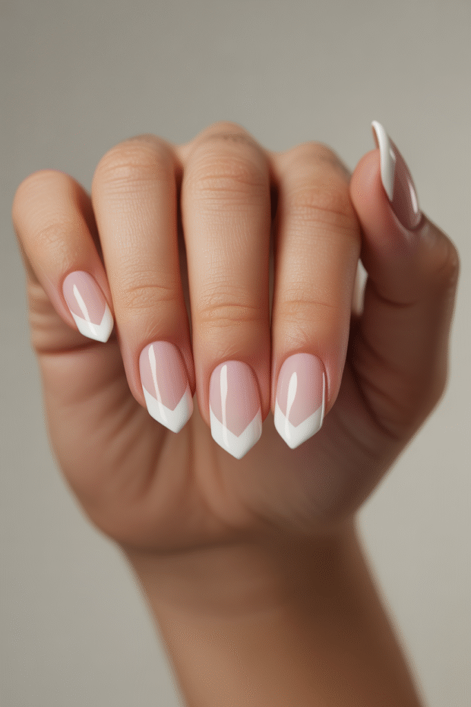 16 Stunning Pink and White Ombre Nail Designs Soft, Chic and Trendy 14 VCut French Ombre