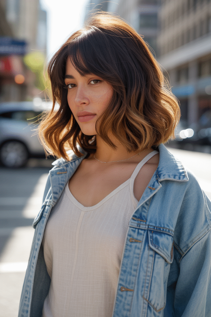 15 Honey Brown Balayage Ideas for a Sun-Kissed Look 9 Wavy Lob with Honey Ends
