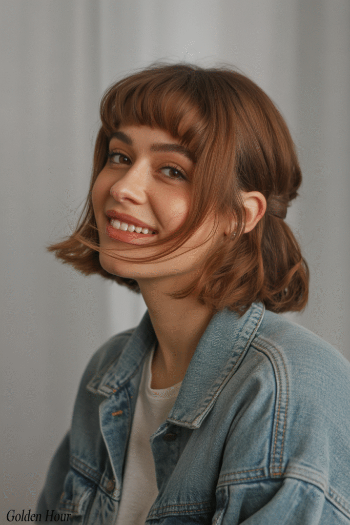 15 Face Framing Curtain Bangs That Are Total Game-Changers 3 Wispy Shag Curtain Bangs