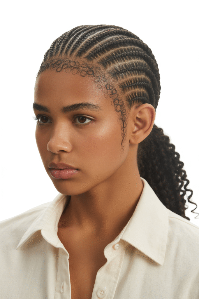 9 Curly Ponytail Hairstyles for Black Women 7 The Braided Crown with a Curly Ponytail