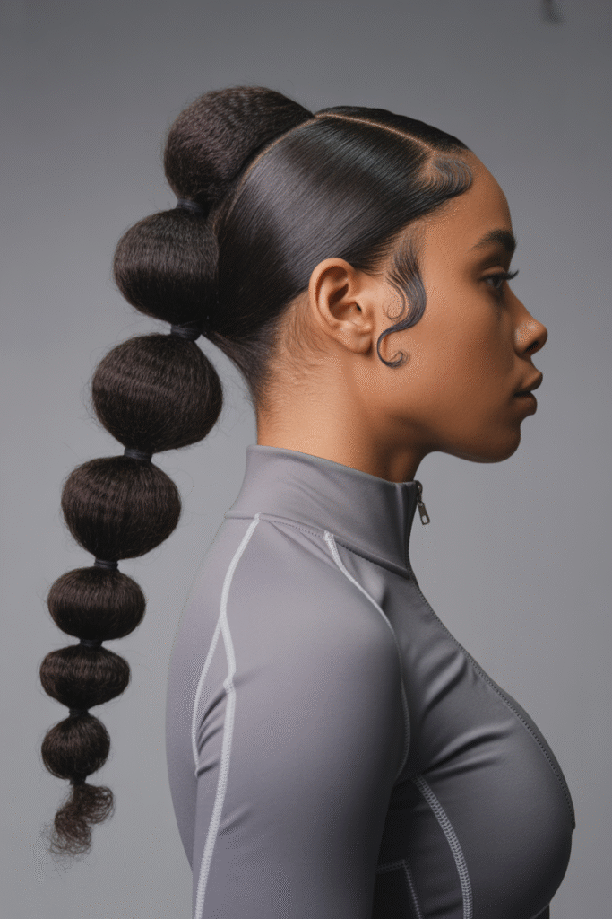 9 Curly Ponytail Hairstyles for Black Women 8 The Bubble Ponytail with Curls