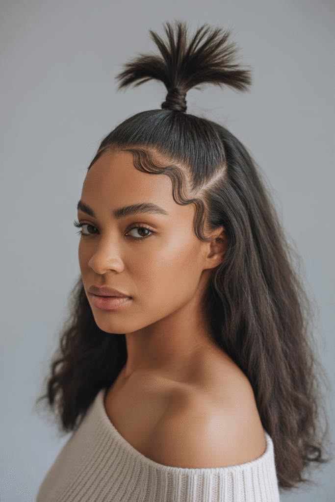 The Half-Up and Half-Down Ponytail
