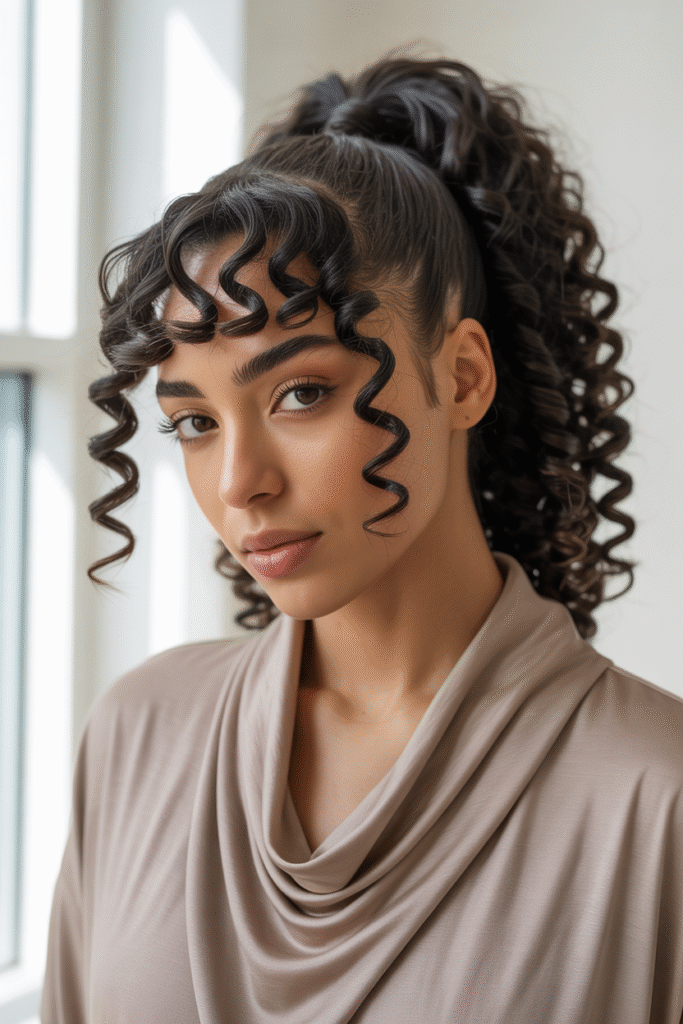 9 Curly Ponytail Hairstyles for Black Women 10 The Ponytail with a Curly Fringe