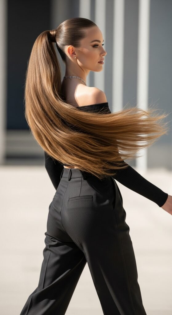 10 Sleek Back Ponytail Ideas for a Polished Look 11 The Sleek Ponytail with Extensions