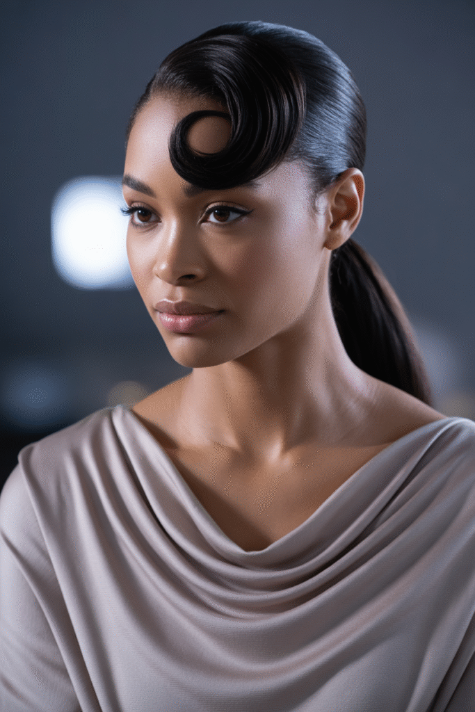 The Sleek Ponytail with Swoop Bang